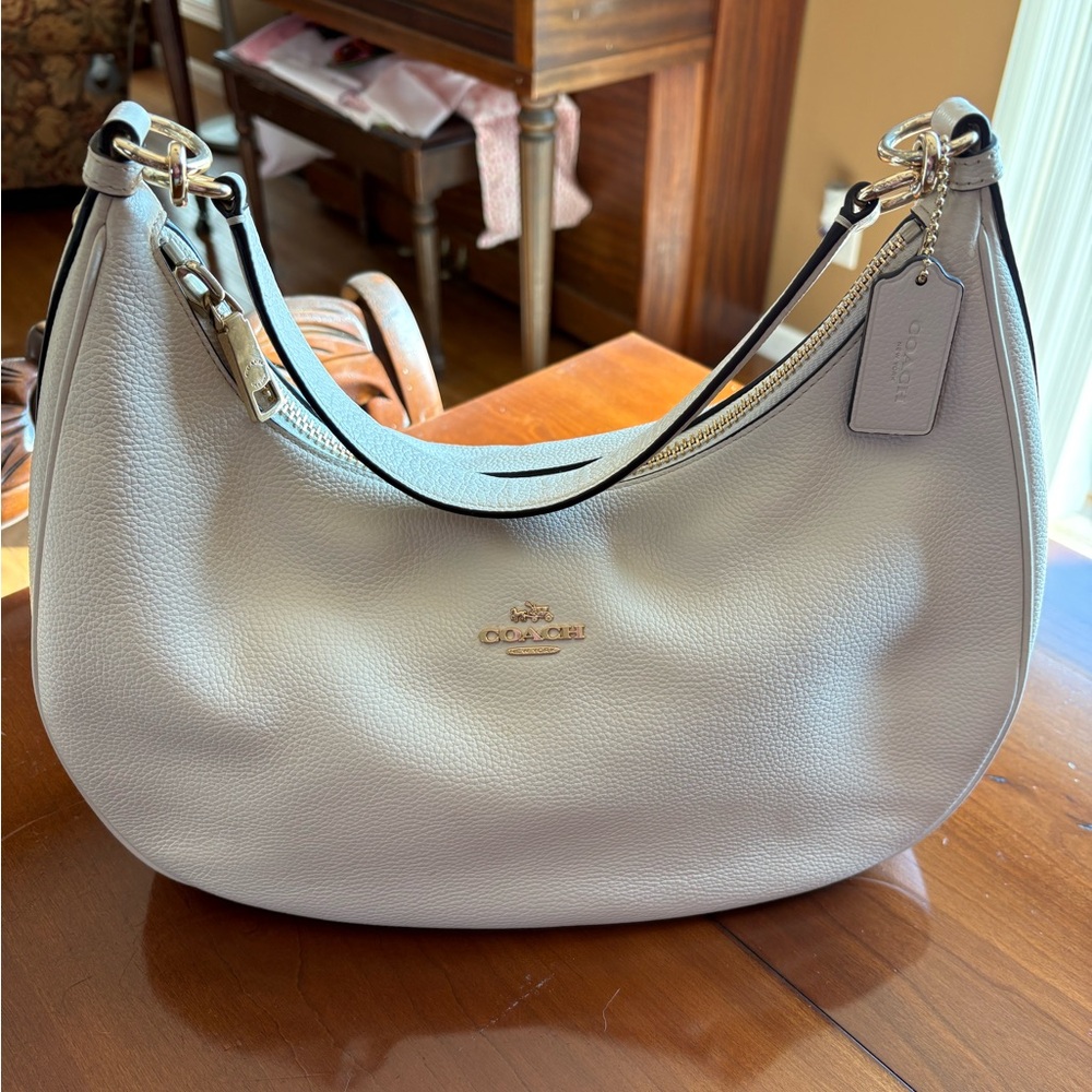 Coach Winter White Leather Hobo Bag
